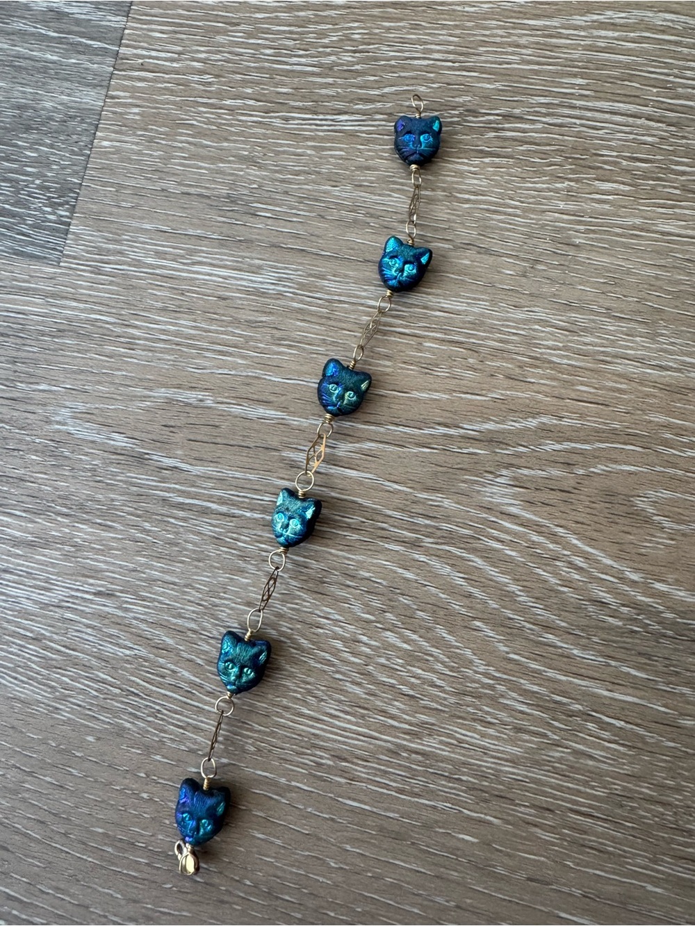 Black cat Czech glass beads bracelet